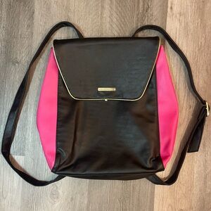 Juicy Couture Expandable Faux Leather Pink and Black Backpack